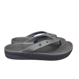 Crocs Classic Platform Flip Sandals‎ 207714 Black Thong Sandals Women's Size 9